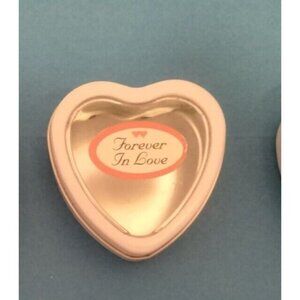 Heart Shaped Metal Tin Box Case Jewelry Storage Small Forever in Love Window